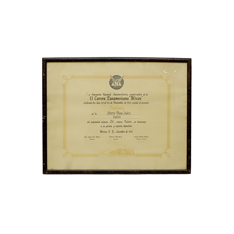 Segunda Carrera Panamericana México. Diploma.